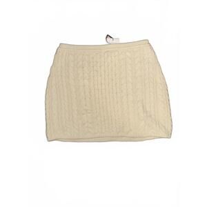 New Theory Cable Knit Mini Skirt Cream, Size Large (0752)